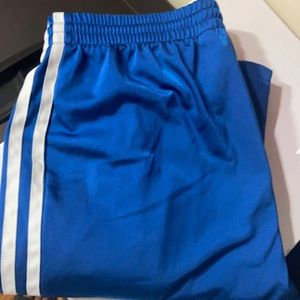 Addidas track suit blue and white stripes